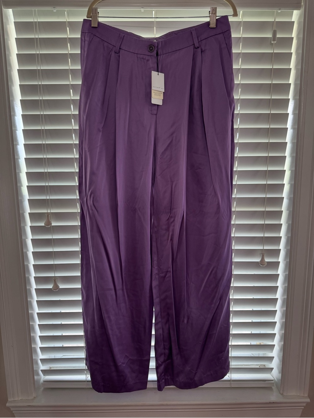 Current Air Violet Wide-Leg Pleated Trousers